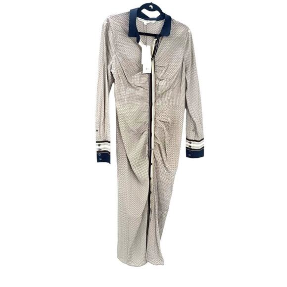 Veronica Beard Silk Print Button Front Shirt Midi Dress Women's Size 10 NWT - Picture 7 of 13